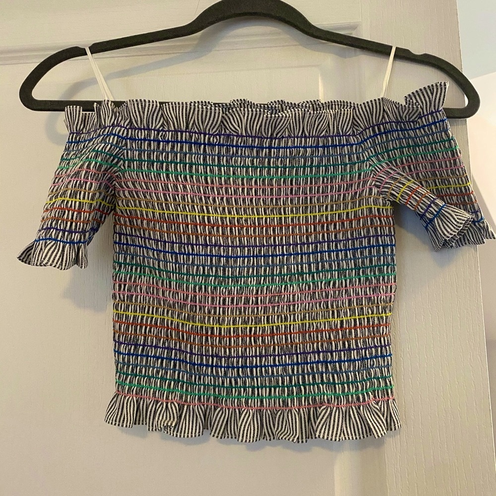 Off the shoulder smocked top